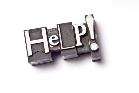 The word Help! done in vintage letterpress type. See my portfolio for similar images.の写真素材
