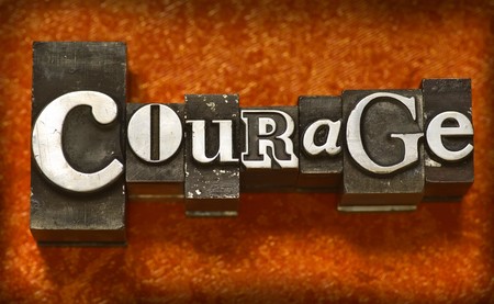 The word Courage in letterpress typeの写真素材