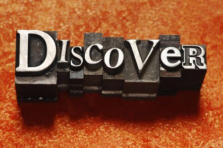 The word Discover in letterpress typeの写真素材
