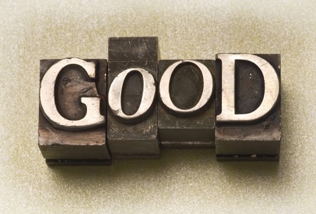 The word Good done in letterpress typeの写真素材