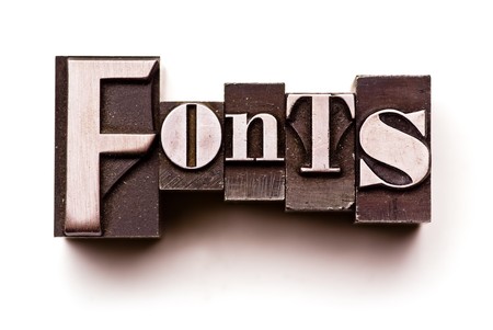 The word Fonts done in vintage letterpress typeの写真素材