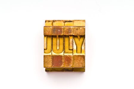 The Month of July done in vintage letterpress typeの写真素材