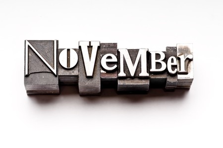 The month of November done in vintage letterpress typeの写真素材