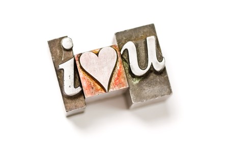 I Love You photographed using vintage letterpress typeの写真素材