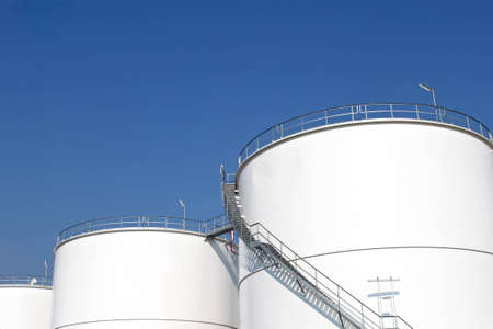 White oil storage tanksの写真素材