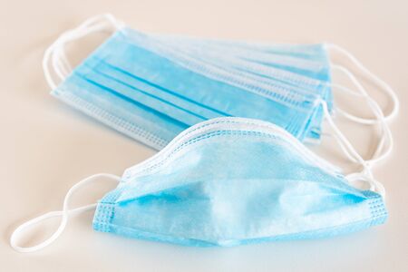 Disposable medical face masks.