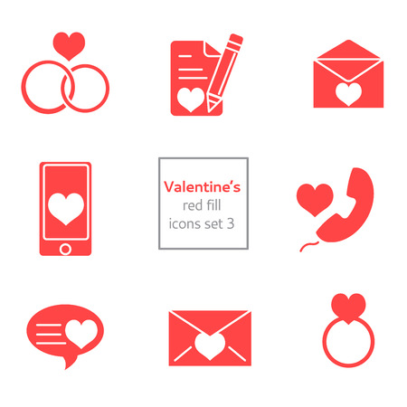 Set of Valentines Icons line and flat fillのイラスト素材