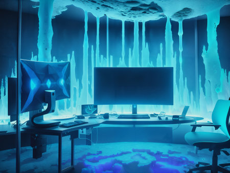 3D rendering of a modern interior of a room with iciclesの素材