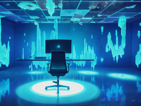 Computer in modern office interior.の素材