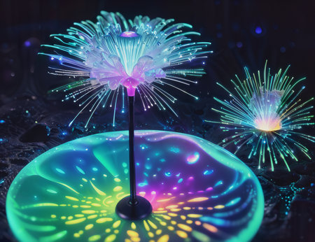 Macro shot 3d fiber optic fireworks with prism effect.の素材