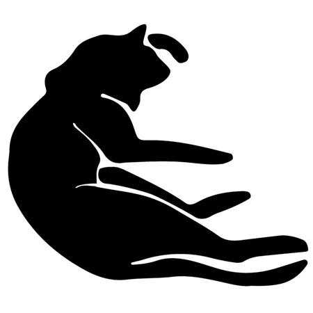 Hand Drawn Vector Cat Silhouette.
 Isolated On White Elementのイラスト素材