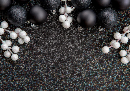 Festive christmas background with copy space on black backgroundの写真素材