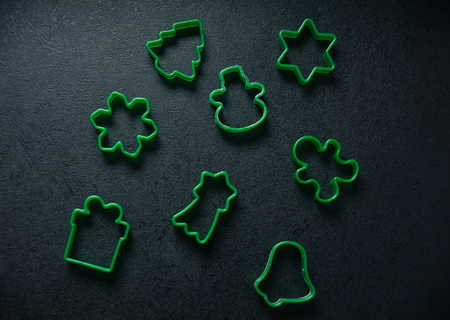 Christmas cookies forms. Christmas and New Year holidays conceptの写真素材