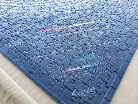 pieces of a complete puzzle jigsaw of the universe and the galaxiesの写真素材