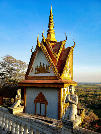 Battambang, Cambodia, January 01, 2020: Phnom Sampov temple in a mountain with killing caveのeditorial素材