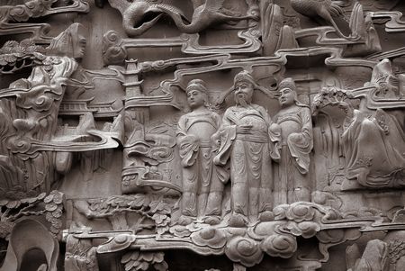 It is a chinese stone carving about old story.の写真素材