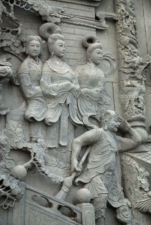 It is a chinese stone carving about old story.の写真素材
