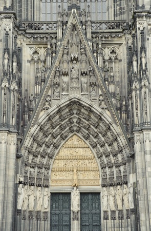 Facade of stone door in cologne Cathedral ,germany の写真素材