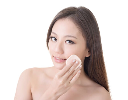 Asian beauty face closeup portrait with clean and fresh elegant lady  Studio shot の写真素材