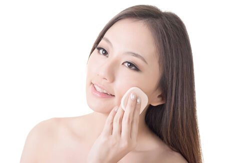 Asian beauty face closeup portrait with clean and fresh elegant lady  Studio shot の写真素材