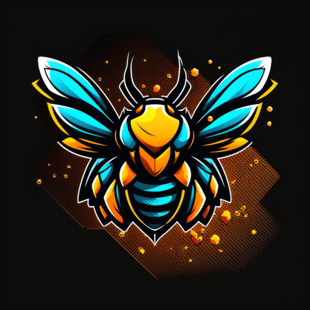 Bee mascot logo design on black backgroundの素材