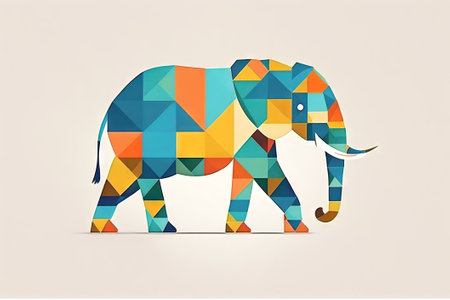 Colorful low poly elephant vector illustration. Abstract geometric polygonal style.の素材