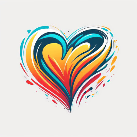 abstract colorful heart on white backgroundの素材