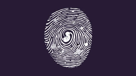 illustration the influence of planets on the formation of manの写真素材