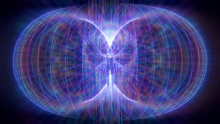 3D illustration colored rays torsion field of an angel