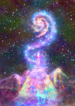 Demiurge plays the flute setting the rhythm of the worldsの写真素材