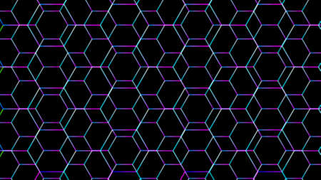 illustration background blue hexagons connected in different variationsの写真素材