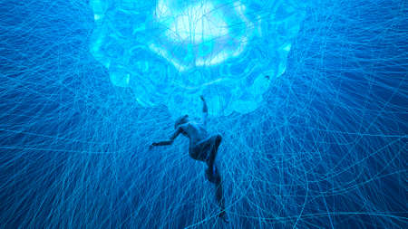 3D illustration of inner meditation on the theme of supernatural birthの写真素材