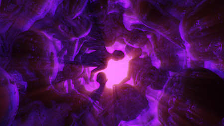 3D illustration many meditating beings look at the source of divine light