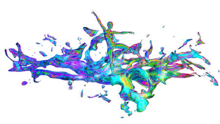 3D illustration of a dancer in a color streamの写真素材