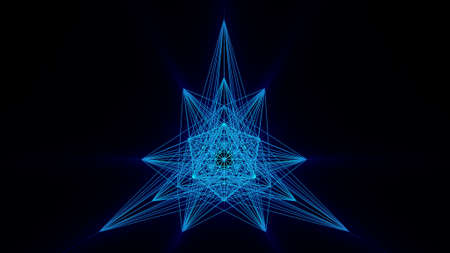 3D illustration a complex geometric shape with a tetrahedron at its baseの写真素材