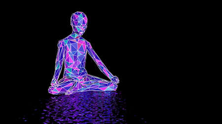 3D illustration of meditation on the inner light.の写真素材