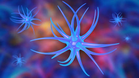 3D illustration macro image of the virus under a microscopeの写真素材