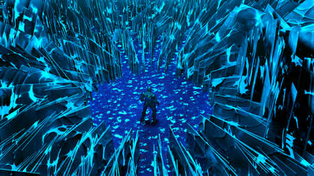 3D illustration of a fantastic world with a natural mazeの写真素材