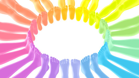 Colorful human hands isolated on white background. 3D illustration.の写真素材