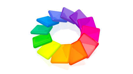 Colorful geometric shape on a white background. 3d rendering.の写真素材