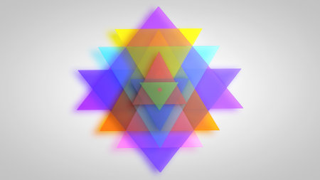 3d illustration of Sri yantra symbol of the goddess and the structure of the universe in Hinduismの写真素材