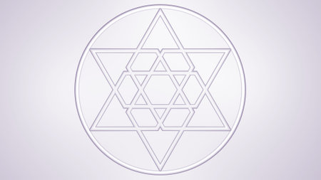 3d illustration of a symbol of sacred geometry on a beige background with shadowsの写真素材