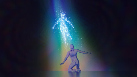 3d render of a human figure in a dance pose on a dark background