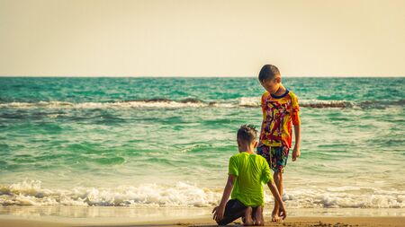 Children with the beachの写真素材
