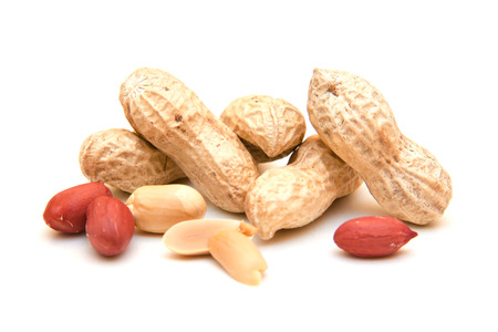 Peanuts on a white 
