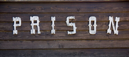 Written in prison on wood reliefの写真素材