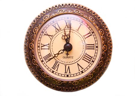 Clock Face seen from the front of a white backgroundの写真素材