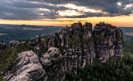 Sunset Lilienstein, saxon switzerland, saxony, germany