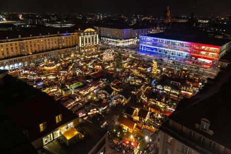 Christmasmarket, Dresden, Striezelmarkt, Saxony, Germanyの写真素材