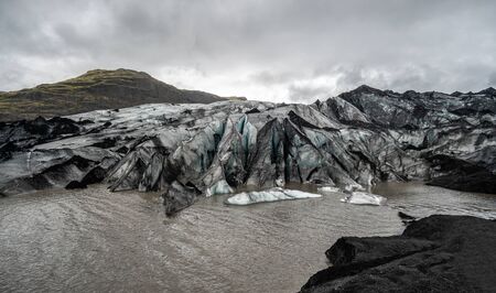 Beautiful Sólheimajökull glacier in icelandの写真素材
